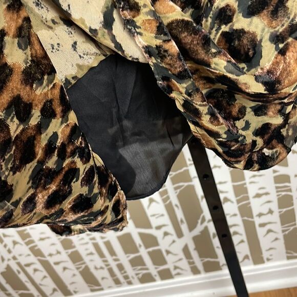 Lavender Brown Burnout Velvet Leopard Print Trapeze Style Dress sz L - Picture 5 of 8